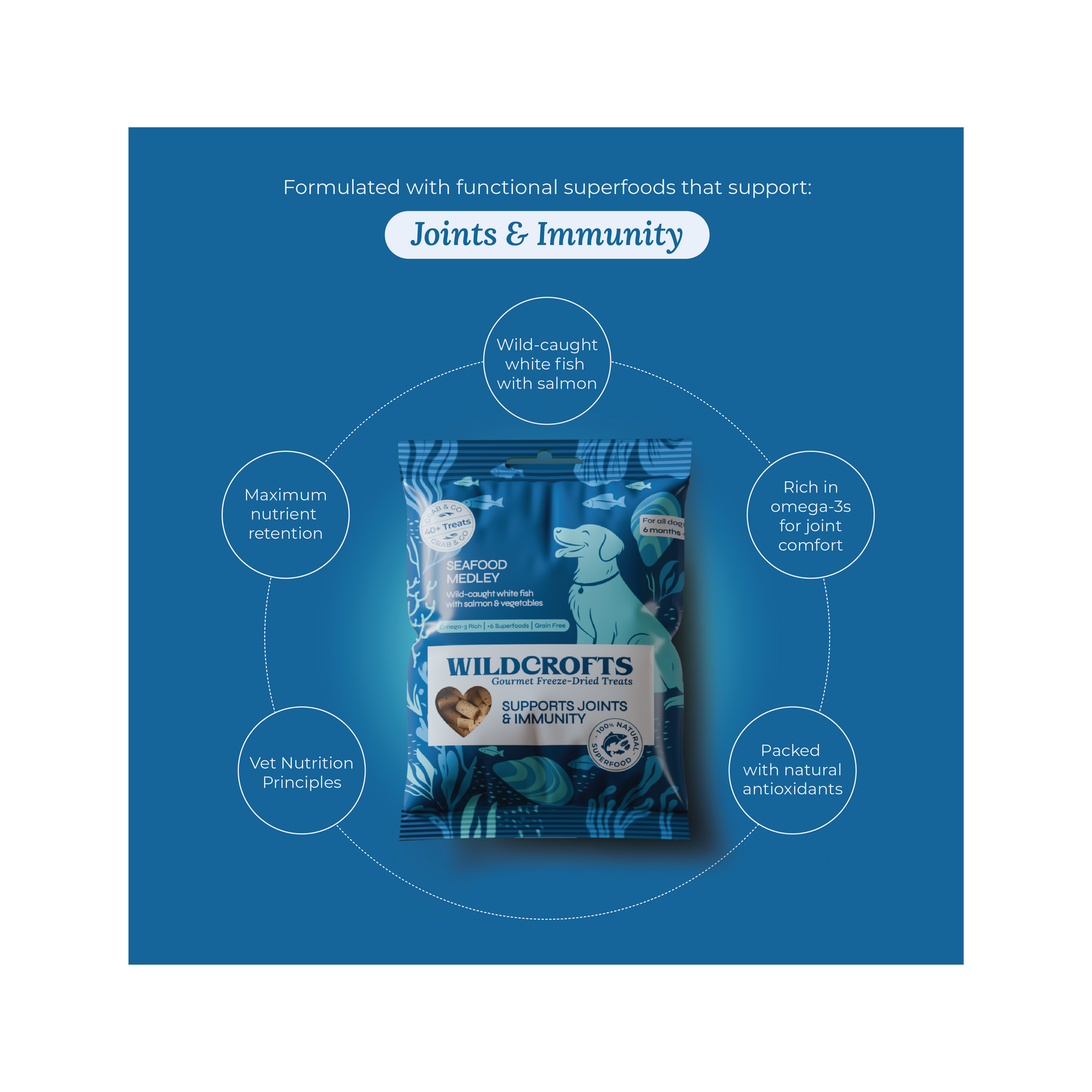 UK made Omega-rich freeze-dried dog treats for mobility and vitality and everyday training