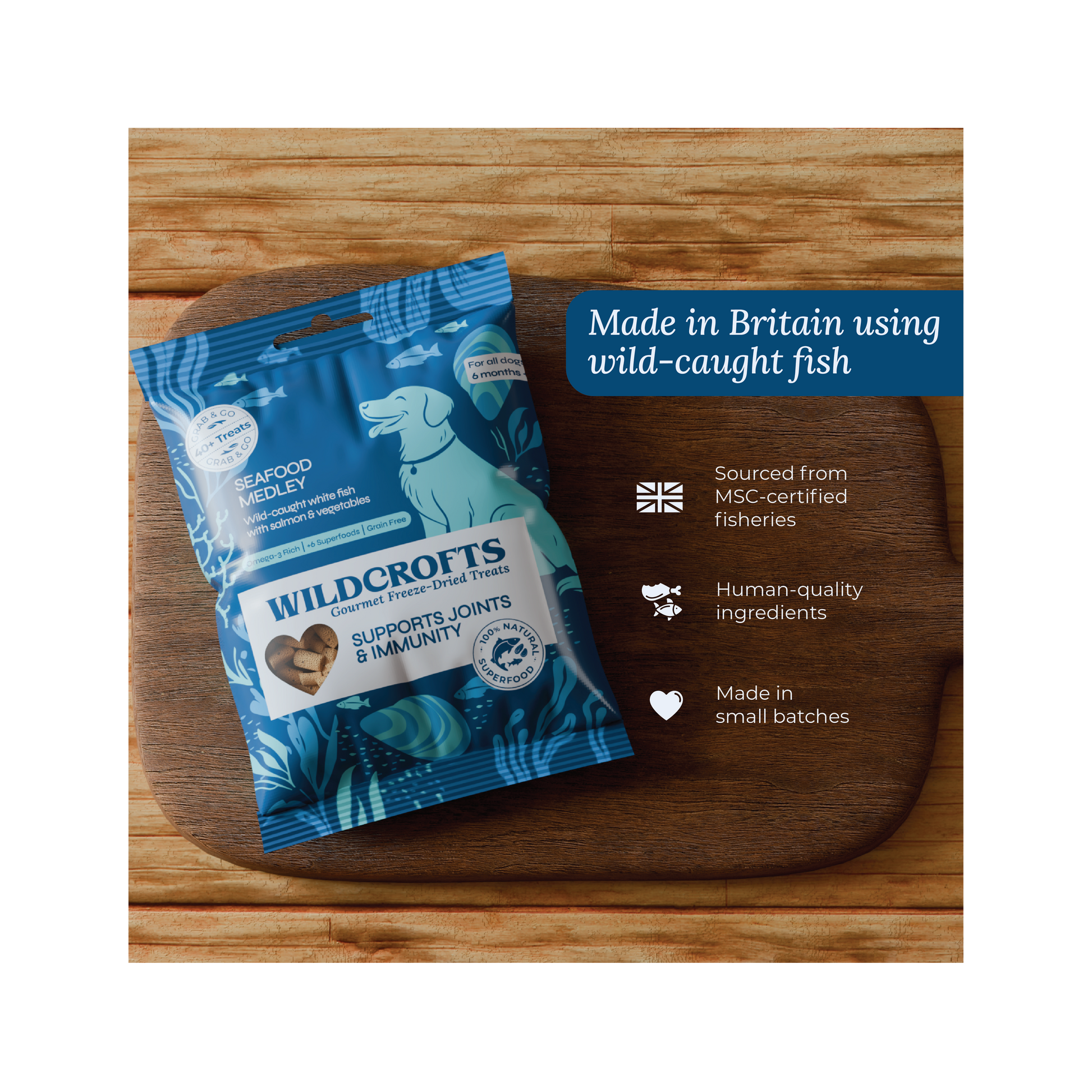 UK made Omega-rich freeze-dried dog treats for mobility and vitality and everyday training